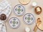 Hermia Juego de 6 Platos para Postre de Porcelana 19.3x19.3x2 cm Blanco Azul Rojo